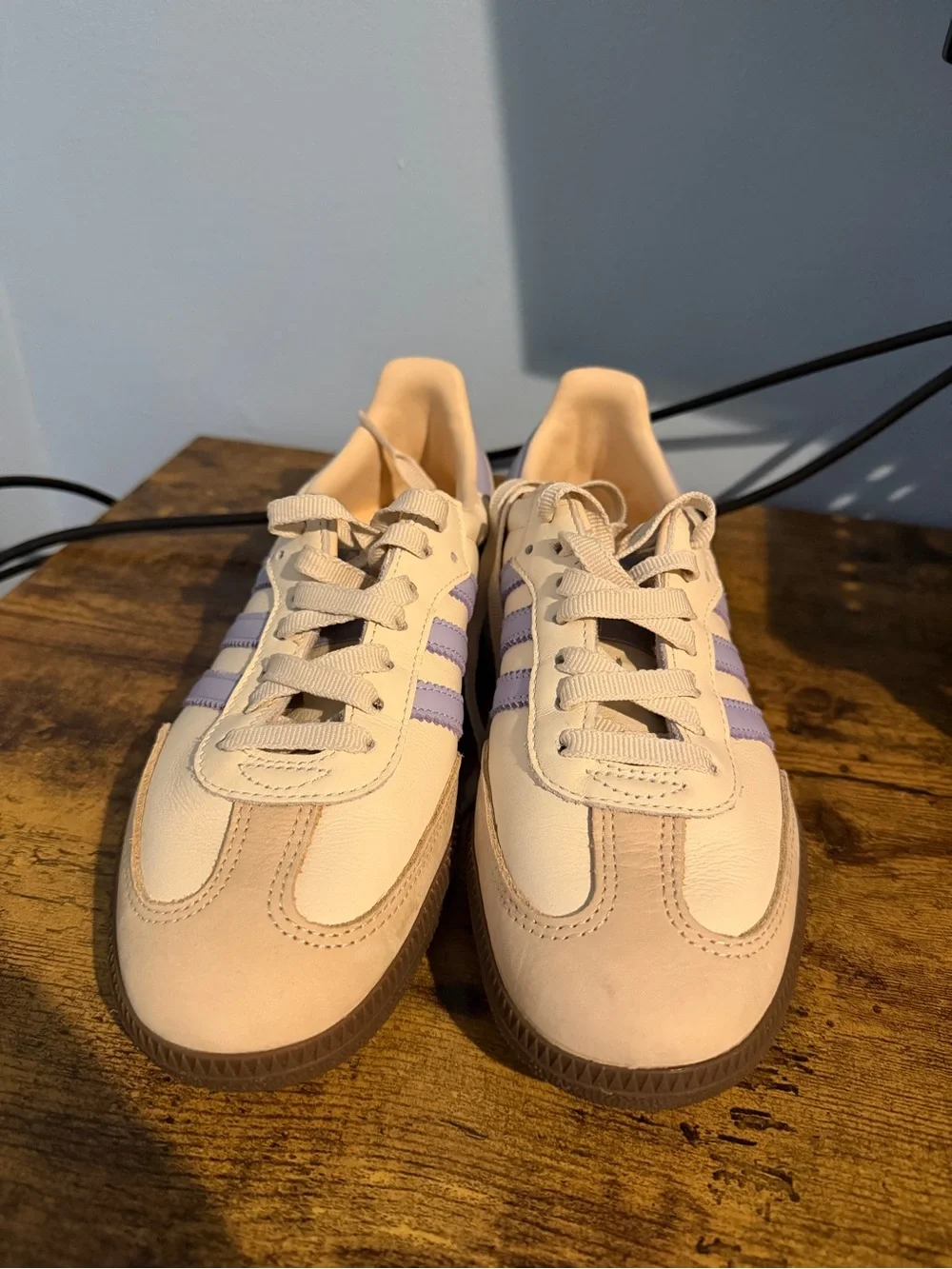 Adidas Samba Women's Cream Sneakers with Lilac Stripes